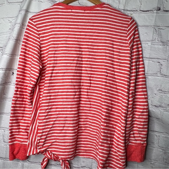 Gibson Women’s Long Sleeve Lightweight terry Cloth Shirt Side Tie Striped Medium - Picture 4 of 8
